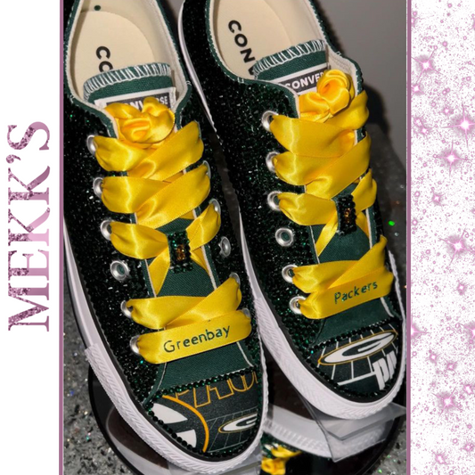 Green Bay Packers Blinged Converse
