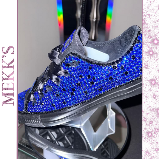 Black and Blue Bling Converse